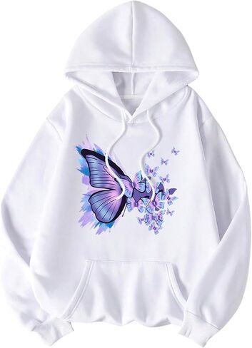 SweatyRocks Women's Butterfly Graphic Hoodies oversized Pullover sweatshirt fall outfits for women 2025 in Saudi Arabia