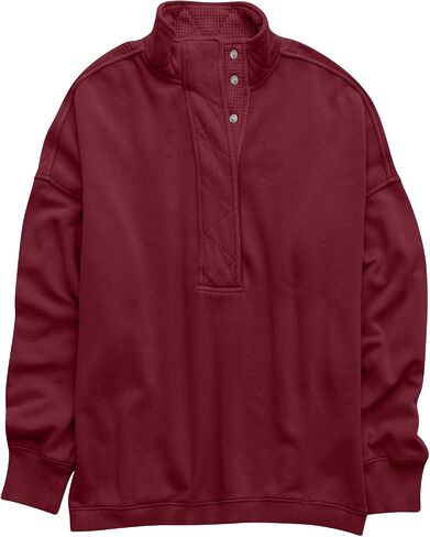 Womens Oversized Sweatshirt Fall Casual Mock Neck Fleece Sweatshirts No Hood Loose Long Sleeve Henley Pullover Tops in Saudi Arabia