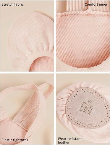 Half Sole Dance Shoes, Elastic Canvas Soft Soled Shoes, Pirute Ballet Shoes, for Women/Men and Girls/Boys in Kuwait