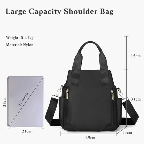 Nylon Crossbody Bag for Women - Waterproof Shoulder Bag with Multi Pockets and Top Handle in Saudi Arabia
