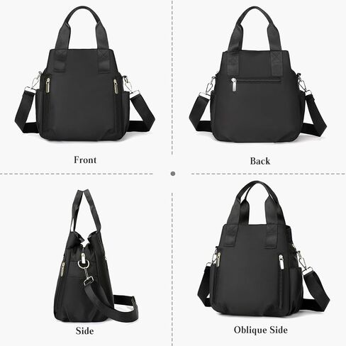 Nylon Crossbody Bag for Women - Waterproof Shoulder Bag with Multi Pockets and Top Handle in Saudi Arabia