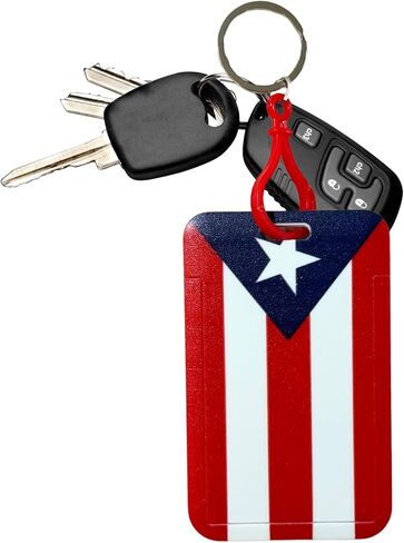 Puerto Rico Flag Luggage ID Tag Keychain, Patriotic Design, Red White Blue, 7 Inch in Saudi Arabia