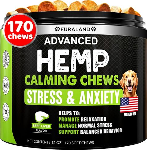 Hemp Hip and Joint Supplement for Dogs - Glucosamine for Dogs - 170 Dog Joint Pain Relief Treats - Chondroitin, Hemp Oil, MSM - Mobility & Flexibility Support - Advanced Care Health - Made in USA in Kuwait