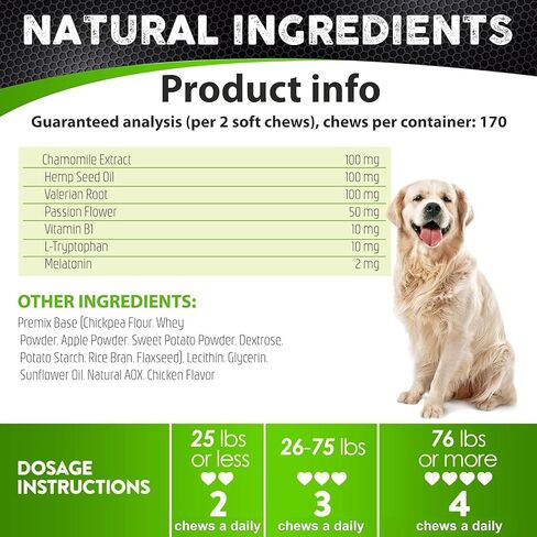Hemp Hip and Joint Supplement for Dogs - Glucosamine for Dogs - 170 Dog Joint Pain Relief Treats - Chondroitin, Hemp Oil, MSM - Mobility & Flexibility Support - Advanced Care Health - Made in USA in Kuwait