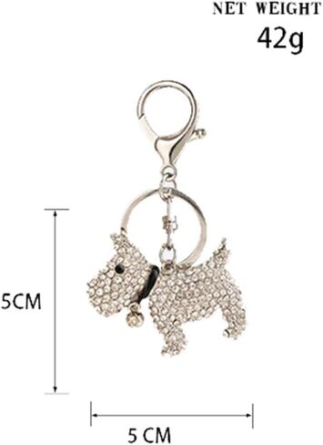 كريستال مرصع بالجواهر Westie الكلب مفتاح سلسلة Charms مفتاح حامل للنساء Keyrings Keyfobs محفظة سلاسل المفاتيح الهدايا الإبداعية in Saudi Arabia
