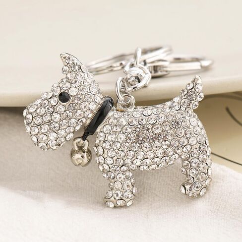 كريستال مرصع بالجواهر Westie الكلب مفتاح سلسلة Charms مفتاح حامل للنساء Keyrings Keyfobs محفظة سلاسل المفاتيح الهدايا الإبداعية in Saudi Arabia