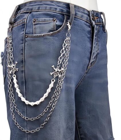 Layered Trousers Pants Jeans Chain Pocket Wallet Chains Hip Hop Punk Rock Gothic Accessories Biker Chain Keychains Body Jewelry for Women and Men in Saudi Arabia