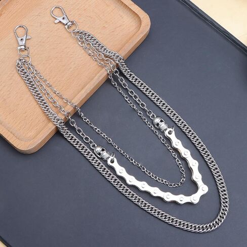 Layered Trousers Pants Jeans Chain Pocket Wallet Chains Hip Hop Punk Rock Gothic Accessories Biker Chain Keychains Body Jewelry for Women and Men in Saudi Arabia