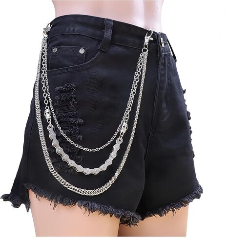 Layered Trousers Pants Jeans Chain Pocket Wallet Chains Hip Hop Punk Rock Gothic Accessories Biker Chain Keychains Body Jewelry for Women and Men in Saudi Arabia