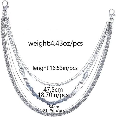 Layered Trousers Pants Jeans Chain Pocket Wallet Chains Hip Hop Punk Rock Gothic Accessories Biker Chain Keychains Body Jewelry for Women and Men in Saudi Arabia