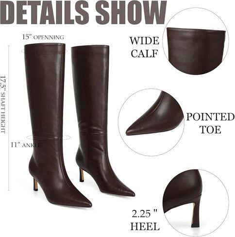 أحذية عالية في الركبة النسائية واسعة العجل هريرة كعب أحذية طويلة أشار تو من جلد الغزال أحذية طويلة فستان عصري جلد منخفض الكعب أحذية عالية سحب على in Kuwait