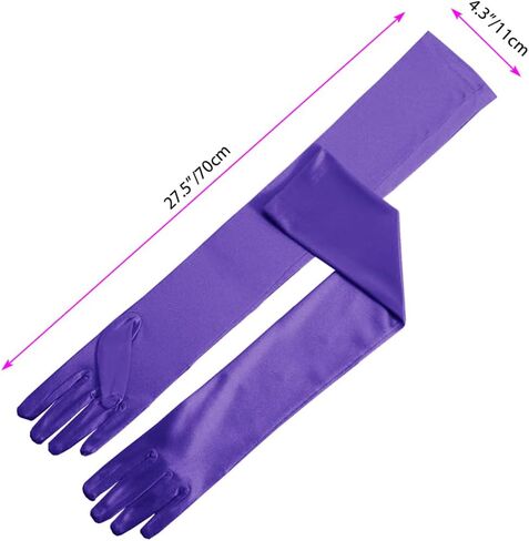 Super Long Opera Party Gloves, 27.5 inch 1920s Stretchy Satin Elbow Length Evening Party Dance Gloves for Women Lady in Saudi Arabia