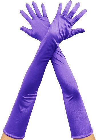 Super Long Opera Party Gloves, 27.5 inch 1920s Stretchy Satin Elbow Length Evening Party Dance Gloves for Women Lady in Saudi Arabia
