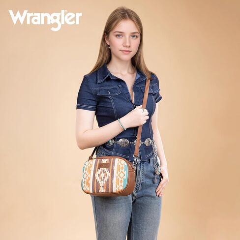 Wrangler Crossbody Bags for Women Sherpa Aztec Canvas Crossover Purse in Saudi Arabia