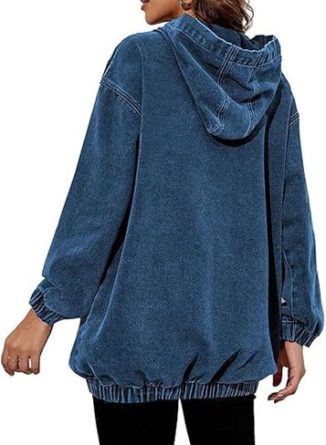 الدنيم هوديي المرأة عارضة العصرية المتضخم الدنيم مقنعين البلوز جان لطيف البلوز هوديس خمر الخريف جان الأعلى in Saudi Arabia