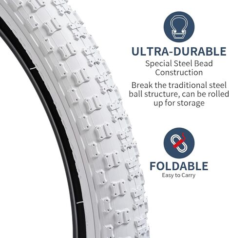 2-PCS 18" Bike Tires 18 x 2.125/57-355 and 18" Heavy Duty Bike Tubes Compatible with 18x1.95 18x2.0 18x2.1 18x2.125 18x2.15 Bicycle Tires and Tubes (Y-1051) in Kuwait