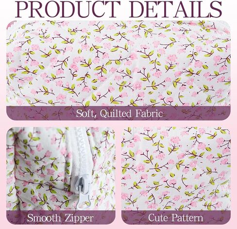 Quilted Makeup Bag Floral Cotton Make up Bag Puffy Coquette Makeup pouch Aesthetic Cute Travel Toiletry Bag for Women Girls in Saudi Arabia