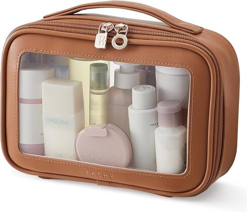 EACHY Clear Makeup Bag Cosmetic Organizer, Waterproof Travel Cosmetic Case with Zipper for Women, Transparent Toiletry and Skincare Pouch, Portable Car or Purse Bag for Travel Essentials in Saudi Arabia
