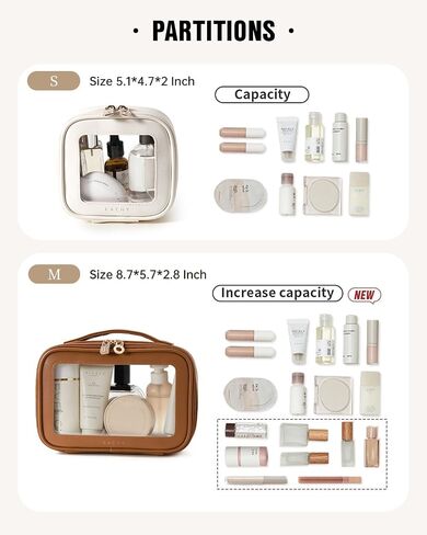 EACHY Clear Makeup Bag Cosmetic Organizer, Waterproof Travel Cosmetic Case with Zipper for Women, Transparent Toiletry and Skincare Pouch, Portable Car or Purse Bag for Travel Essentials in Saudi Arabia