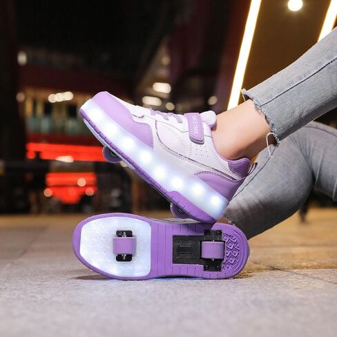 أحذية YUNICUS للأطفال المضيئة بإضاءة LED أحذية عجلة شحن USB أحذية تزلج دوارة أحذية رياضية للبنات والأولاد والأطفال أفضل هدية لعيد الميلاد والهالوين والكريسماس in Kuwait