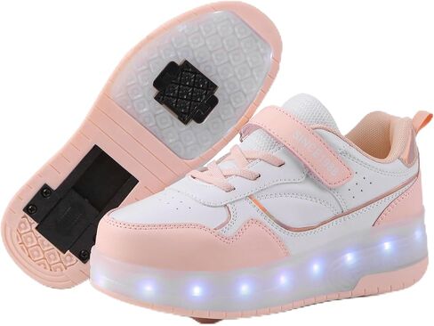أحذية YUNICUS للأطفال المضيئة بإضاءة LED أحذية عجلة شحن USB أحذية تزلج دوارة أحذية رياضية للبنات والأولاد والأطفال أفضل هدية لعيد الميلاد والهالوين والكريسماس in Kuwait
