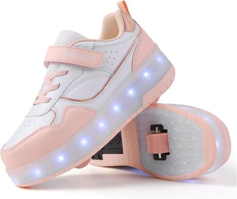 أحذية YUNICUS للأطفال المضيئة بإضاءة LED أحذية عجلة شحن USB أحذية تزلج دوارة أحذية رياضية للبنات والأولاد والأطفال أفضل هدية لعيد الميلاد والهالوين والكريسماس in Kuwait