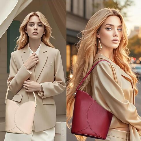 Bucket Bag for Women - Adjustable CrossbodyHobo Purse Trendy Vegan Leather Designer Ladies Tote Handbag in Kuwait