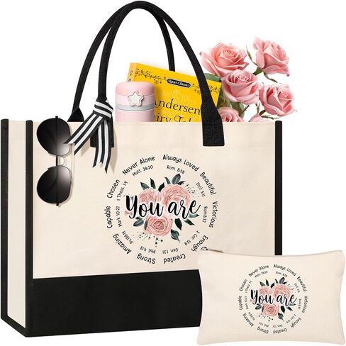 AYGE Christian Gifts for Women, Encourage Gift for Women, Reusable Grocery Bag Tote Bag & Makeup Bag in Kuwait