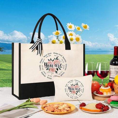 AYGE Christian Gifts for Women, Encourage Gift for Women, Reusable Grocery Bag Tote Bag & Makeup Bag in Kuwait