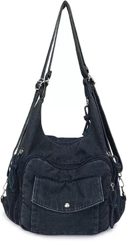 حقيبة يد كلاسيكية من قماش الدنيم للنساء حقيبة كتف من الجينز الحنين محفظة بمقبض علوي غير رسمي in Kuwait