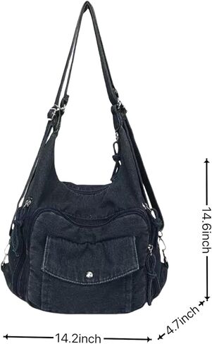 حقيبة يد كلاسيكية من قماش الدنيم للنساء حقيبة كتف من الجينز الحنين محفظة بمقبض علوي غير رسمي in Kuwait