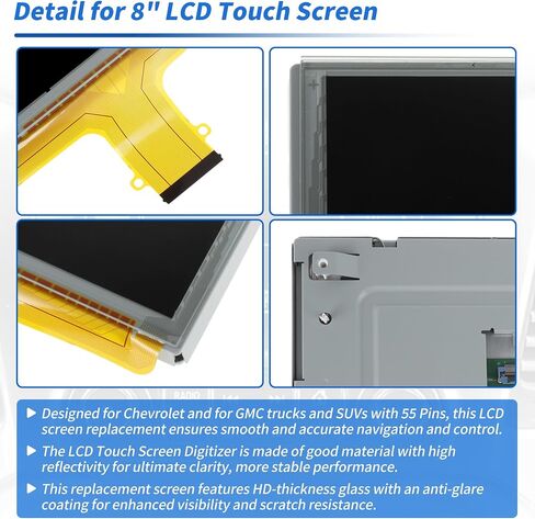 Motoforti No.DJ080PA-01A شاشة LCD تعمل باللمس مقاس 8 بوصات محول رقمي زجاجي لسيارة شيفروليه 2015-2018 شاشة بديلة لراديو الملاحة GMC Yukon 2015-2018 No.DJ080PA-01G/DJ080EA-01N in Saudi Arabia