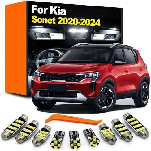 8Pcs LED Interior Map Dome Reading Trunk Light License Plate Bulb Kit, for Kia Sonet 2020 2021 2022 2023 2024 Accessories in Saudi Arabia