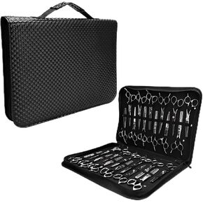 Hair Cutting Shear Cases Hairdresser PU Leather Salon Large Capacity Scissors Box Rack Storage Case Barbershop Styling Tool Extra Large Hanging Travel Toiletry Bag for Women and Men (Corrugated) in Saudi Arabia