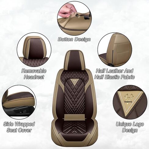 Car Seat Covers for Nissan Altima 2001-2026, Premium Nappa Leather Waterproof & Anti-Slip, Full Coverage Customized fit Nissan Altima Seat Covers Full Set (5 Seats Standard,Black-Gray) in Saudi Arabia