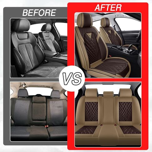 Car Seat Covers for Nissan Altima 2001-2026, Premium Nappa Leather Waterproof & Anti-Slip, Full Coverage Customized fit Nissan Altima Seat Covers Full Set (5 Seats Standard,Black-Gray) in Saudi Arabia