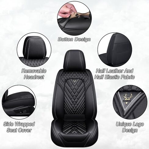 Car Seat Covers for Nissan Altima 2001-2026, Premium Nappa Leather Waterproof & Anti-Slip, Full Coverage Customized fit Nissan Altima Seat Covers Full Set (5 Seats Standard,Black-Gray) in Saudi Arabia