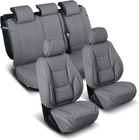 أغطية مقاعد السيارة المخصصة من Coverland متوافقة مع مقعد المقعد الأمامي GMC Yukon 2007-14 الصف الثاني - غطاء مقاوم للماء من الجلد الفاخر غير قابل للانزلاق وواقي داخلي مناسب [المقعد الأمامي أسود] in Kuwait