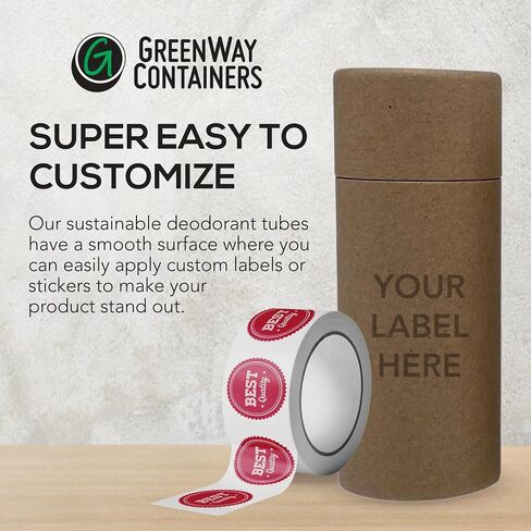 أنابيب مزيل العرق من الورق المقوى بوزن 2.5 أونصة / 70 جم من GreenWay مع أغطية - 6 عبوات من أنابيب العطور الصلبة القابلة لإعادة التعبئة من حاويات مستحضرات التجميل DIY - حاويات مزيل العرق وأنابيب اللوشن وأنابيب حامل فارغة كرافت - بني in Saudi Arabia