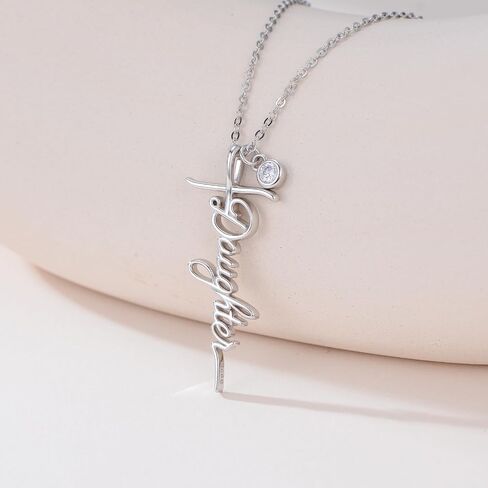 Sister Cross Necklace with Birthstone 925 Sterling Silver Birth Stone Sister Initial Pendant Necklace Cross Sister Birthstone Jewelry Gifts for Women in Saudi Arabia