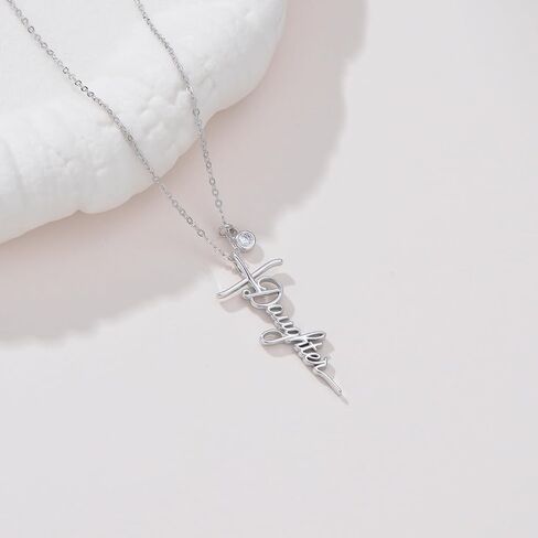 Sister Cross Necklace with Birthstone 925 Sterling Silver Birth Stone Sister Initial Pendant Necklace Cross Sister Birthstone Jewelry Gifts for Women in Saudi Arabia