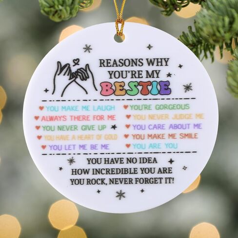 Friendships Hanging Ornament Friends Christmas Ornaments for Women Gifts for Best Friend Xmas Tree Round Acrylic Decorations in Saudi Arabia