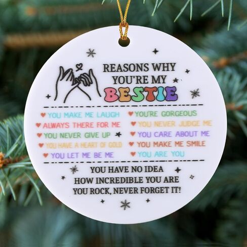 Friendships Hanging Ornament Friends Christmas Ornaments for Women Gifts for Best Friend Xmas Tree Round Acrylic Decorations in Saudi Arabia