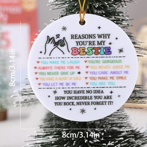 Friendships Hanging Ornament Friends Christmas Ornaments for Women Gifts for Best Friend Xmas Tree Round Acrylic Decorations in Saudi Arabia
