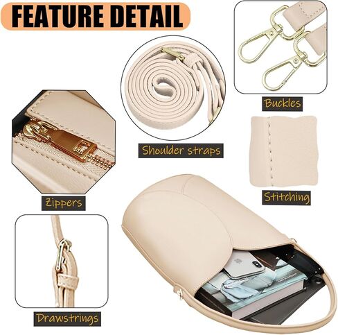 Bucket Bag for Women - Adjustable CrossbodyHobo Purse Trendy Vegan Leather Designer Ladies Tote Handbag in Kuwait