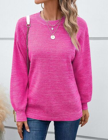 Sucolan Navy Blue Pullover Sweaters for Women Fall 2024 Long Sleeve Knit Tops Oversized Pullover Sweater Dressy Casual L in Kuwait