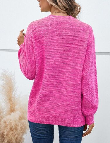 Sucolan Navy Blue Pullover Sweaters for Women Fall 2024 Long Sleeve Knit Tops Oversized Pullover Sweater Dressy Casual L in Kuwait