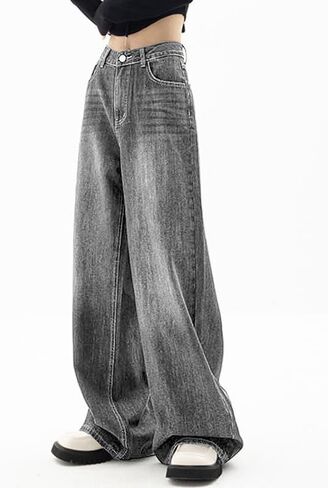 EMMIOL Jeans for Women Wide Leg Baggy Jeans High Waist Y2K Cargo Pants Casual Loose Boyfriends Trousers Vintage Streetwear in Kuwait