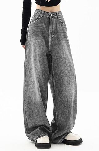 EMMIOL Jeans for Women Wide Leg Baggy Jeans High Waist Y2K Cargo Pants Casual Loose Boyfriends Trousers Vintage Streetwear in Kuwait