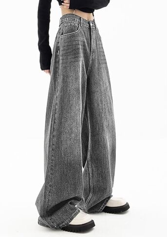 EMMIOL Jeans for Women Wide Leg Baggy Jeans High Waist Y2K Cargo Pants Casual Loose Boyfriends Trousers Vintage Streetwear in Kuwait